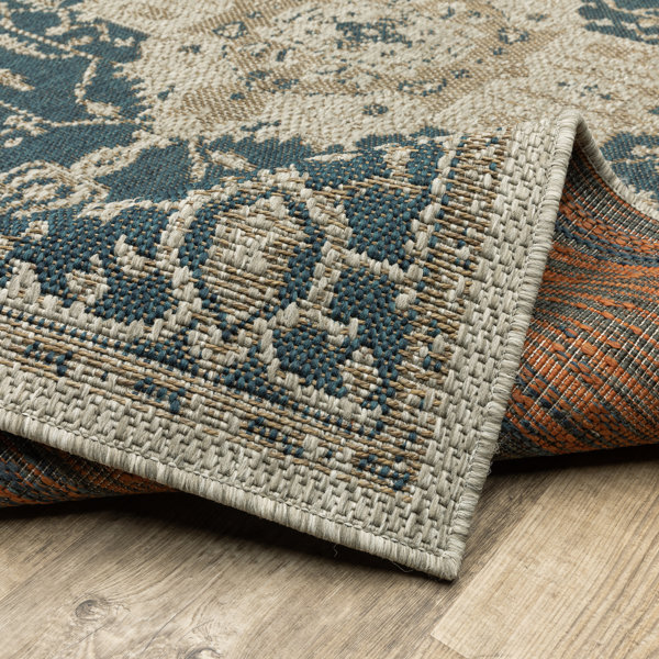 Birch Lane™ Crawford Dark Blue/Gray Indoor/Outdoor Rug & Reviews Wayfair